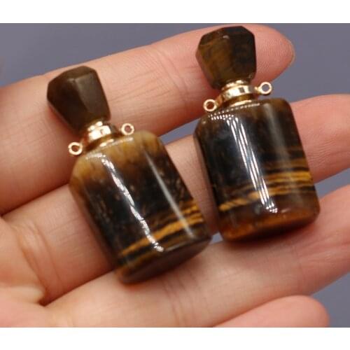 Natural Semi-precious Tiger Eye Stone Perfume Bottle Pendant Semi-Precious for Jewelry Making Necklace Accessories Wholesale