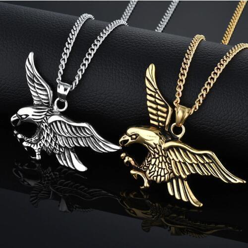 Eagle Statement Necklace & Pendant Stainless Steel Men Jewelry Wholesale Collares Punk Gold/Silver Color Aigle Chain Necklaces