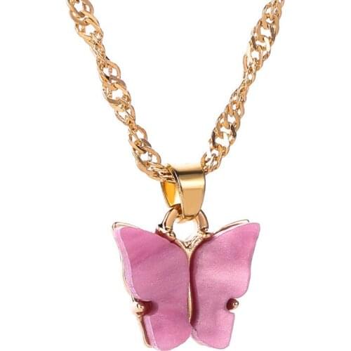 LosoDo Japan and Korea Sweet Style Wild Necklace Bohemian simple butterfly Pendant Necklace for women fashion jewelry