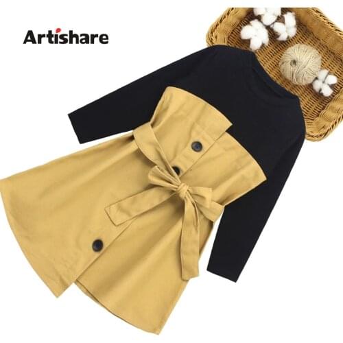 Girl Dresses Patchwork Girls' Dresses Long Sleeve Children Party Dresses Spring Autumn Clothes Girl 6 8 10 12 14