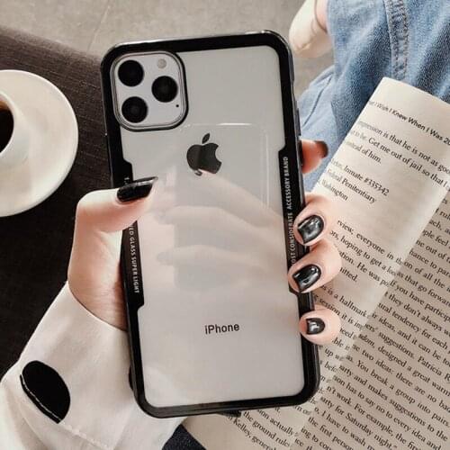 50pcs Transparent Acrylic Back Hard Clear Shockproof Case Armor Cover For iPhone 12 Mini 11 Pro Max XS XR X 8 7 6 6S Plus SE