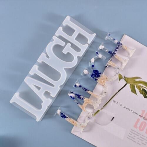 Crystal Epoxy Resin Mold DIY LAUGH Words Doorplate Listed Casting Silicone Mould F3MF