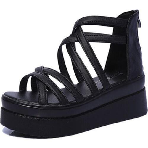 2020 summer cross dewy toe women shoes sandals sponge base platform height with the Roman sandals white female