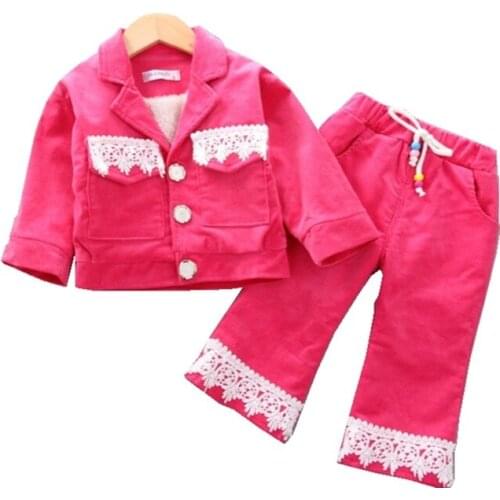 New Autumn Winter Baby Girl Clothes Suit Children Thicken Sports Jacket Pants 2Pcs/sets Toddler Casual Costume Kids Tracksuits