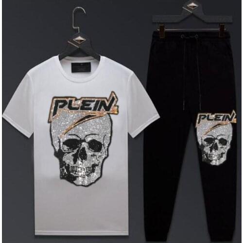 Sets Tracksuit Men SUMMER Hot drill short Sleeve Outfit Sportswear 2021 Male Suit Two Piece Set Casual