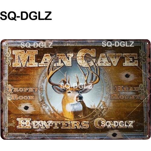 [SQ-DGLZ] New Man Cave Hunters Only Metal Tin Sign Wall Painting Plaque Party Bar Public Decor Sign Art Poster Metal