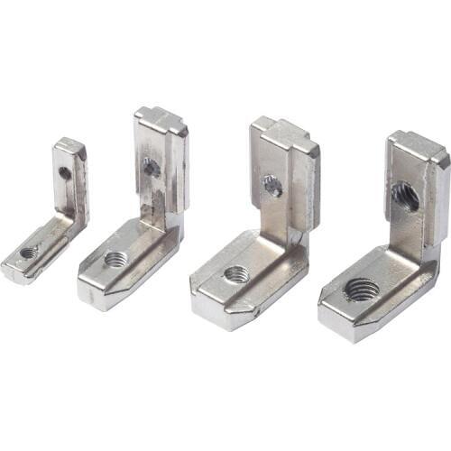 T Slot Aluminum Profile right angle bracket Carbon Steel L-Shape Brackets 90 Degree Interior Corner Connector Silver color
