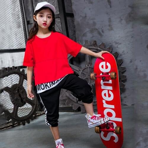 Children Girl Hip Hop Dance Costume Kids School Jazz Dance Clothing Modern Stage Dress Street Dance Outfit DJ Dance Wear 90