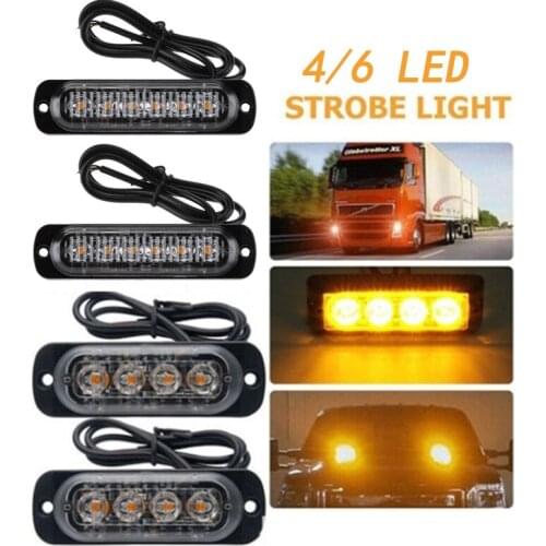 Ultra thin Warning Lights Motorcycle pickup flashing lights 12-24V Universal Ultra thin Flashing lights 4/6LED