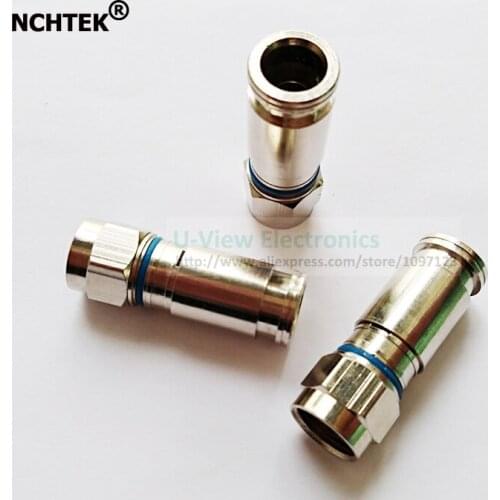 NCHTEK RG59 Weatherproof F Compression Connector RG-59 Compression Connector Adapter BLUE Band/Free Shipping/3PCS