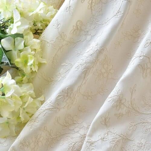 Japanese heavy industry three-dimensional double-strand cotton cloth embroidered plant diy handmade clothes fabric