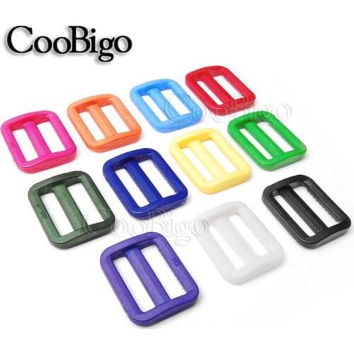 10pcs Tri-Glides Slider Adjustable Buckle 25mm Colorful Plastic For Camping Backpack Strap Webbing Luggage Bag Accessories