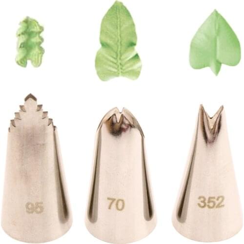 3 Pcs/set Stainless Steel Leaves Shaped Cream Icing Piping Nozzles DIY Cupcake Pastry Nozzles Cake Cookies Decorating Tools