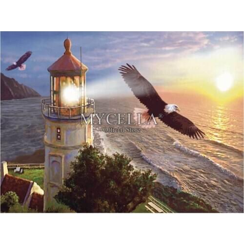 5d Diy Diamond Painting Full Icon Diamond Embroidery Eagle Light Diamond Mosaic Home Decor Posters Needlework Canvas Gift