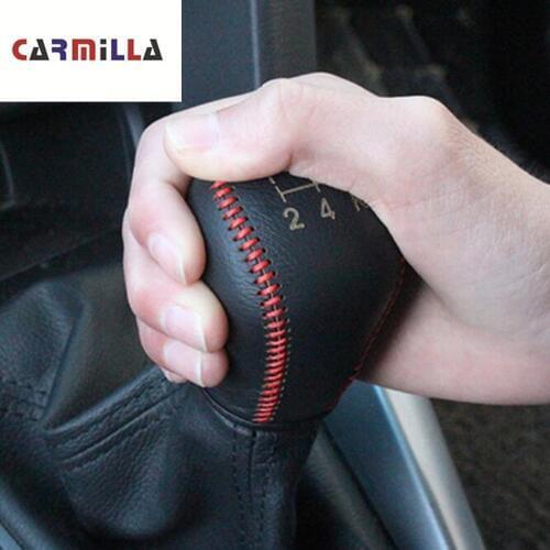 Car Gear Shift Collars for Fiesta Focus 3 4 MK3 MK4 MT Leather Car Gear Head Shift Knob Cover for Ford New Fiesta Ecosport