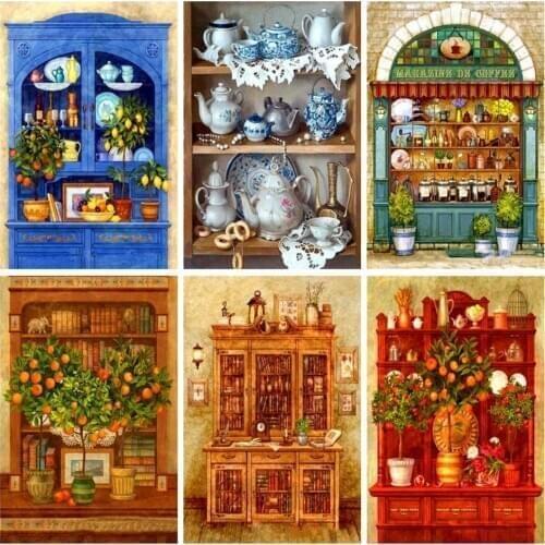AZQSD Diamond Painting Kitchen Home Decoration Needlework Diamond Embroidery Tea Pot Rhinestone Picture Complete Kit