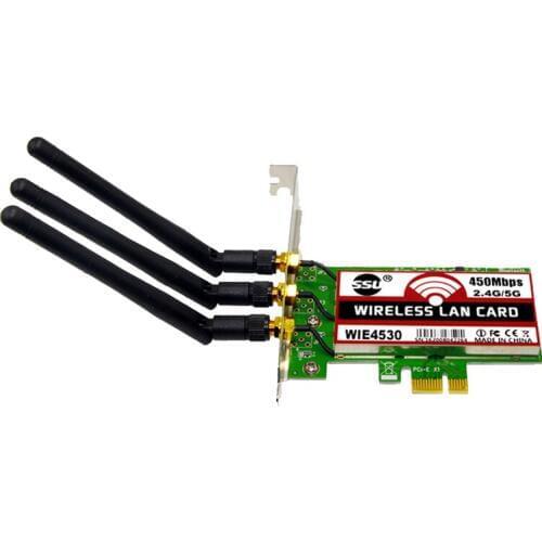 Wireless Wifi 450Mbps LAN Network PCI-Express Adapter Card 802.11B/G/N 3 Antenna