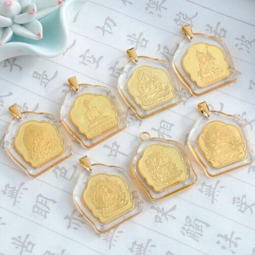 Buddha Pendant Shouzhi Tathagata Necklace Men and Women Manjusri Guru Thangka Painting Heart Peace Amulet