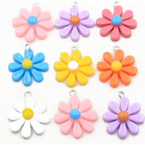 10PCS 20X25mm 7 Colorful Daisy Flower Flatback Resin Cabochons Scrapbook Craft DIY Embellishments Decor Headwear Accessories