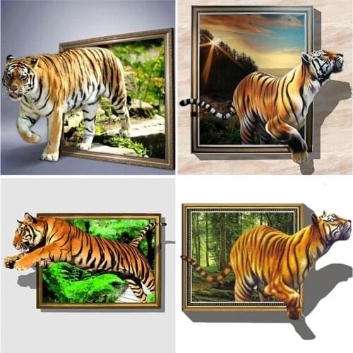 Diy 5D Diamond Painting Tiger Cross Stitch Kit Full Drill Embroidery Mosaic Animal Art Picture Of Rhinestones Home DecorZP-4455