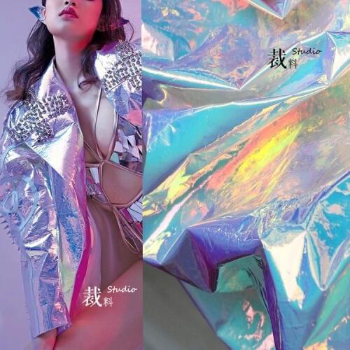 Designer Mirror colorful TPU laser fluorescent fashion waterproof garment cloth fabrics for patchwork kumas telas por metros