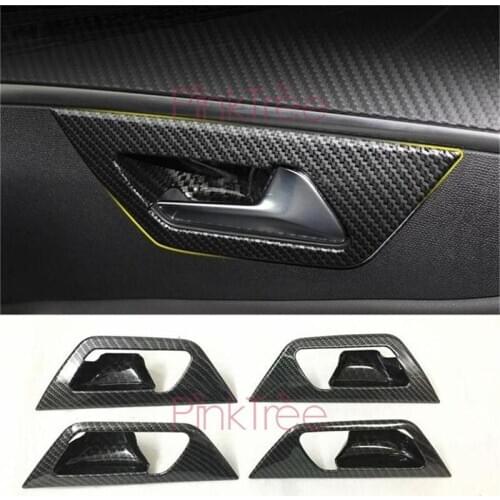 For Peugeot 5008 3008GT 2017 2018 2019 Car ABS carbon fiber Interior door bowl decorative frame Inner handle frame modification
