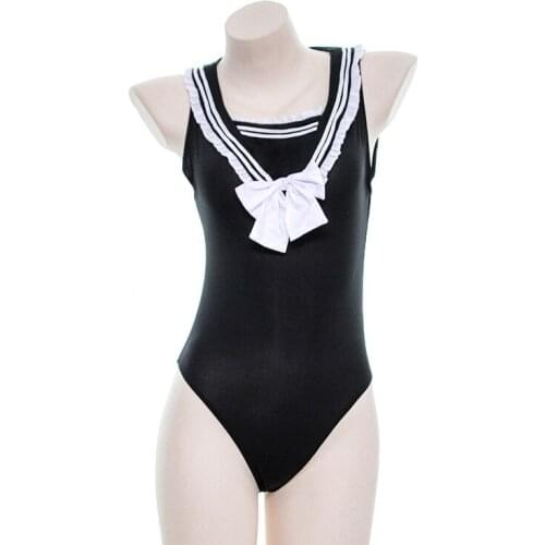 Womens Anime Round Collar Elastic Bodysuit Jumpsuit Women Overalls Jumpsuit Romper Sukumizu One Piece Swimsuit