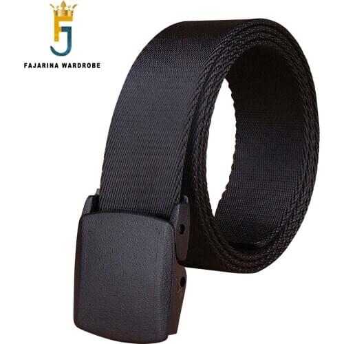 FAJARINA Good Nylon Men High Quality Plastic Buckle Belts Man Mens Design Fashion Styles 105-125cm Length 3.8cm Width CBFJ0074
