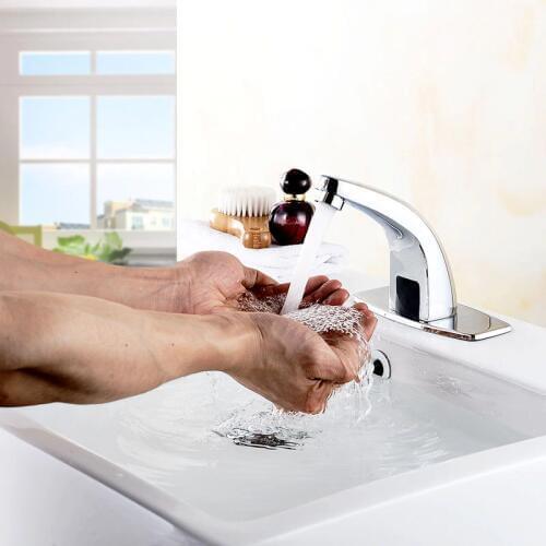 Hot & Cold Bathroom Automatic Free Sensor Faucets water saving Inductive electric Water Tap mixer battery power