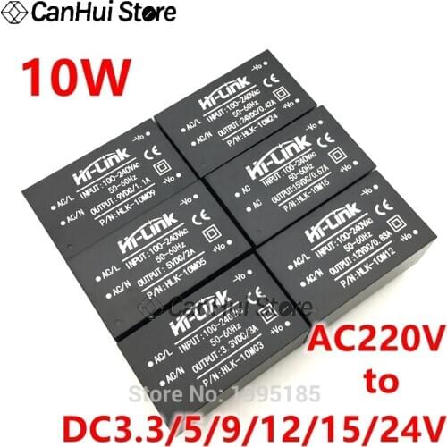 HLK-10M05 10M03/09/12/15/24 AC-DC 220V to 3.3V/5V/9V/12V/15V/24V Intelligent Household Mini Isolation Switch Power Supply Module