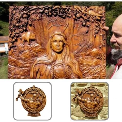 Artistic Chic Landscaping Garden Statue Resin Wall Sculpture Hugin Munin Design for Courtyard