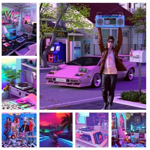 WTQ 80s Game Poster Synthwave Poster Retro Poster Cartoon Canvas Painting Wall Decorwall Art Picture Room Decor Home Decor