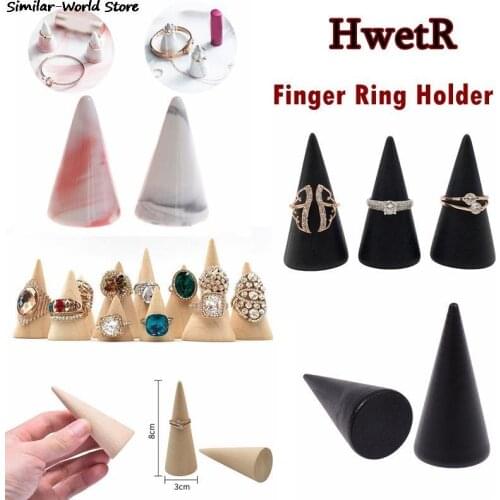 Ceramic/Wooden Finger Cone Ring Holder Elegant Display Cone Rack Stand Tray Jewelry Storage Crafts Decor Organizer 3 Styles