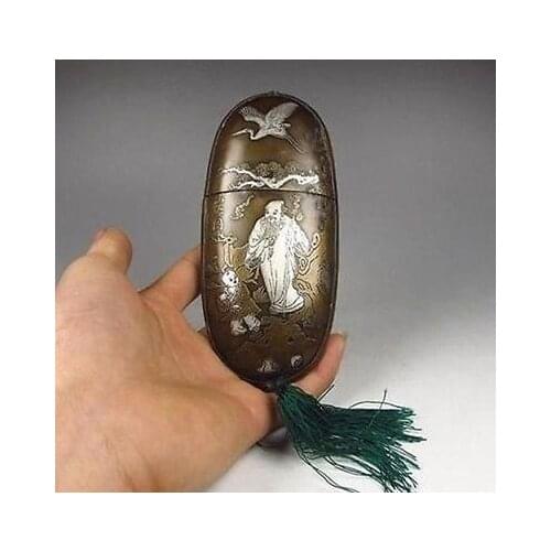 Collectibles Chinese pure Copper Statue Glasses case
