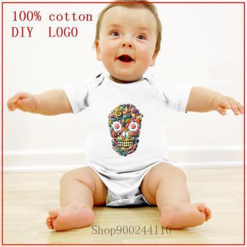 Candy, skull, sweet, food, cute skull Summer Funny Infant Bodysuit baby Baby Boys Girls Cotton Jumpsuit Fashion Clothes