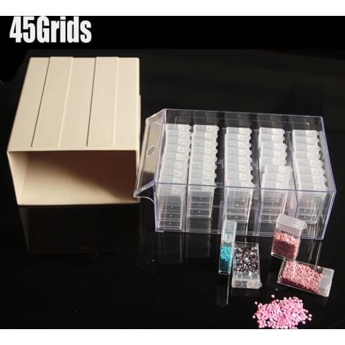 45/50Grids Diamond Painting Beads Storage Container with Detachable Boxes and Individual Square Round Grids for Storage Beads