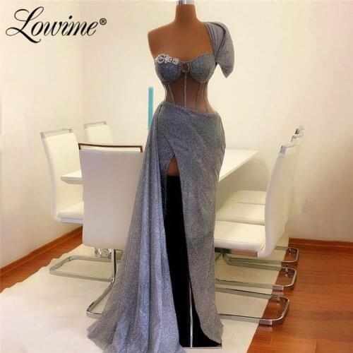 Lowime Arabic Mermaid Illusion Evening Dress Dubai Women Prom Dresses Long 2021 Plus Size Robe De Soiree Middle East Party Gowns