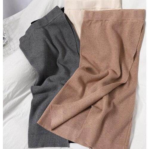 Fashion Irregular Split Skirt Winter Show Thin Package Hip Skirt Womens Knitting Skirt