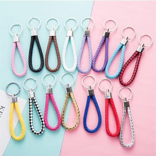 Fashion handmade leather rope keychain Car key ring key chain bag pendant accessories