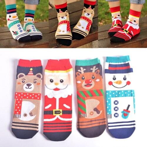 Cartoon Winter Xmas Unisex Pattern Printed Anti-sweat Soft Ankle Socks Woman Socks Winter Christmas Gift