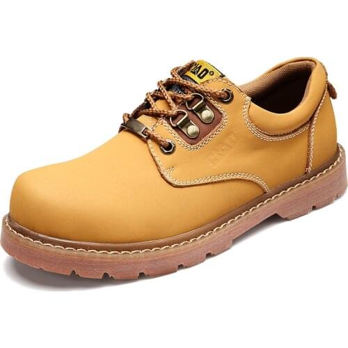 Spring/Autumn Casual Footwear For Men Genuine Leather Men Work Shoes Yellow Adult Casual Shoes Luxury Brand Men Shoe Size 35-44