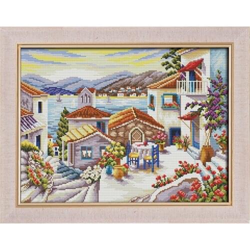 Joy Sunday Landscape Pattern Seaside Home Counting Cross Stitch 11&14CT Cross Stitch Kit Wholesale Hand Embroidery Decoration