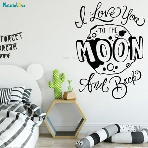 I love You To The Moon Wall Stickers Removable Pvc For Kids Room Home Decor Bedroom Nursery Decoration Love Design YT3229