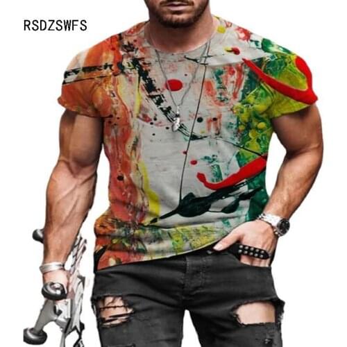 2021 Summer New European And American Trend Fashion Mens T-shirts Clothes 3D Street Fashion Oversize Short-Sleeved Shirt