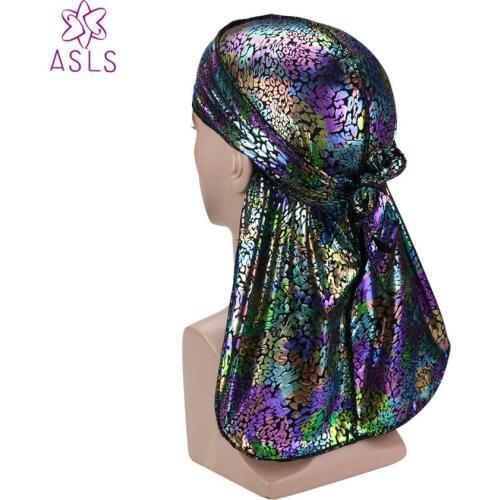 New python pattern baotou hat pirate hat Durag Waves Extra Long Tail for Men Biker Headwear Headband Bandana Hair Accessories