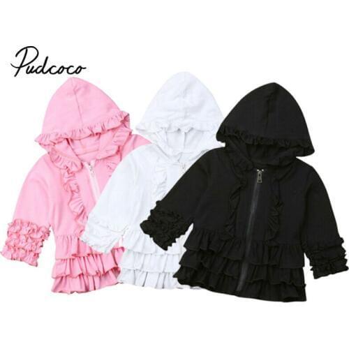 Autumn 2019 Girls Jackets Children Outer Wear Hooded Girls Coats Long Sleeve Casual Windbreaker For Girls Ruffles Kids Clothes
