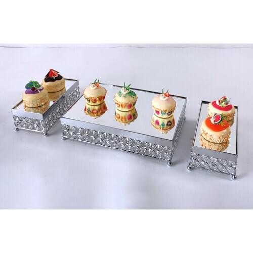 Silver or gold mirror cupcake stand crystal metal cake tray cake stand High-grade electroplated mirror