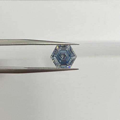 Hexagon Cut 6x6mm 0.8 Carat Samll Size Synthetic Lab Created Blue Color Moissanite Diamond