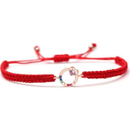 Sparkling Multicolored Zircon Crystal Round Circle Love Heart Charm Braided Bracelet Women Men Luxurious Copper CZ Jewelry Her