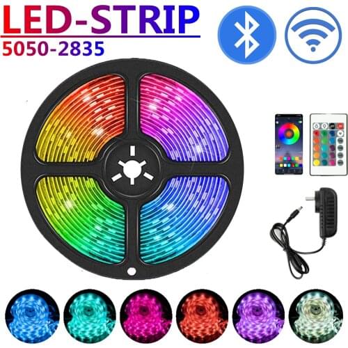 LED Strip Light RGB 5050 SMD2835 Flexible Ribbon Luces led Tape Diode DC 12V WIFI Bluetooth For Bedroom TV BackLight Tik Tok DLY